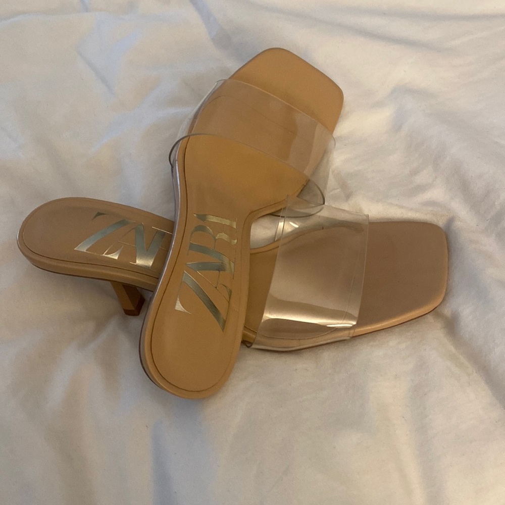Zara clear vinyl kitten mules